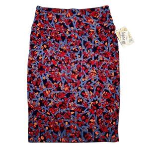 LuLaRoe CASSIE Pencil Skirt Black Blue Floral Red Small S NWT LLR